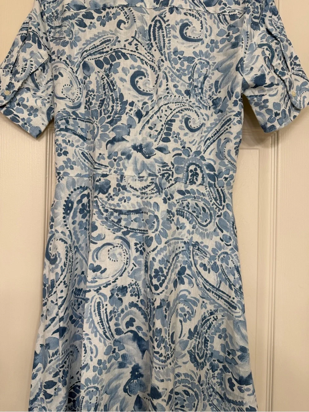 Ralph Lauren Blue & White Paisley Tie-Waist Shirt Dress - Picture 5 of 5